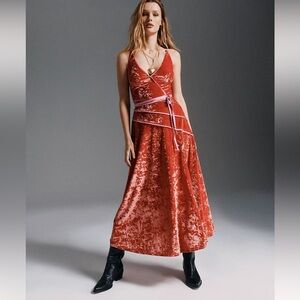 K NWT brand new women’s free people deia midi velvet vibrant dress